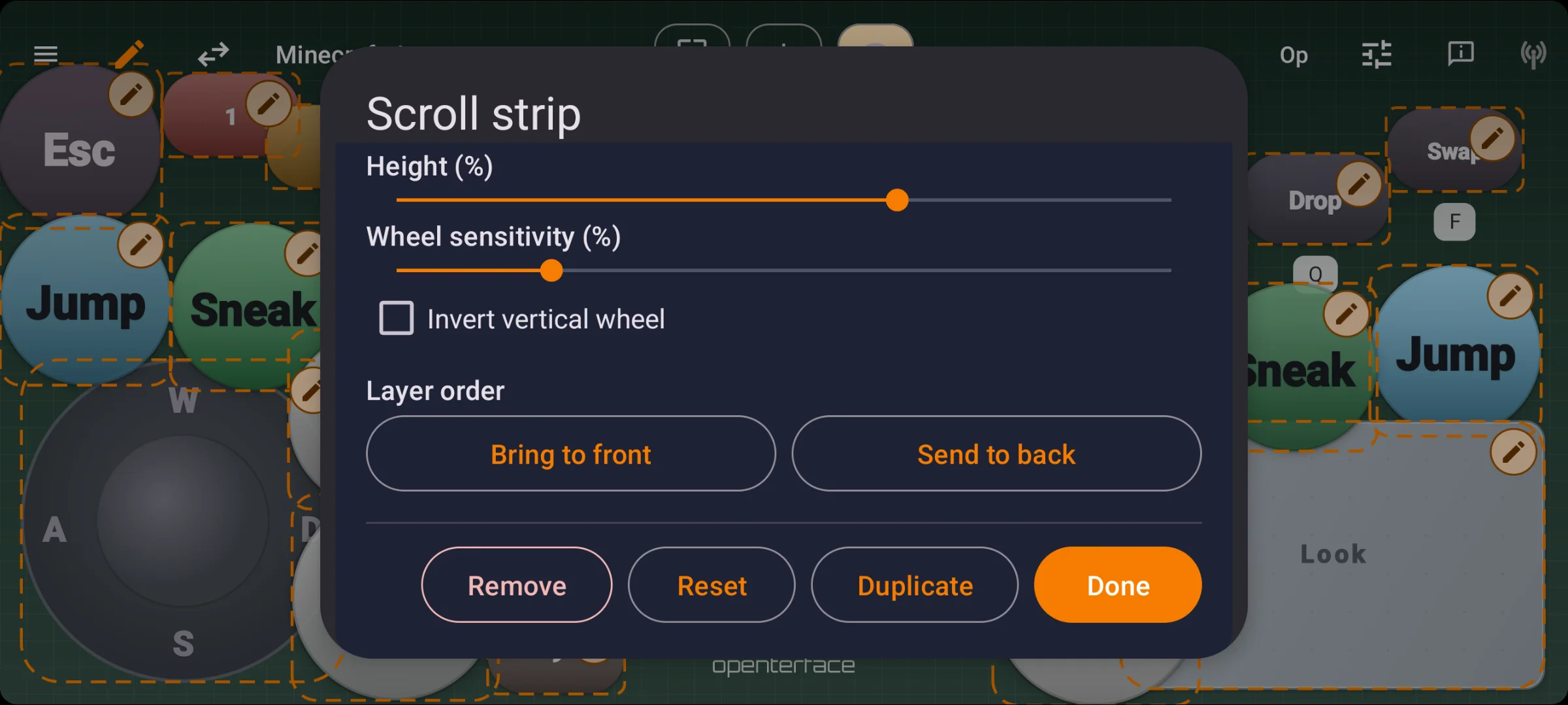 Tune scroll strip: height and wheel sensitivity